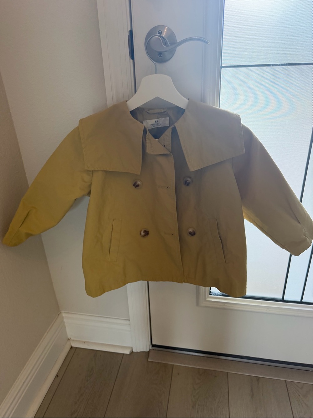 H&M Kids' Double-Breasted Tan Jacket with Wide Collar